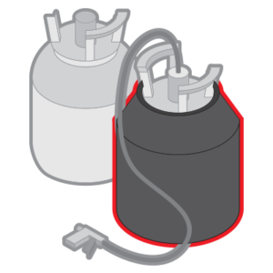graphic of two spray foam tanks with hose and spray and one with a heated blanket