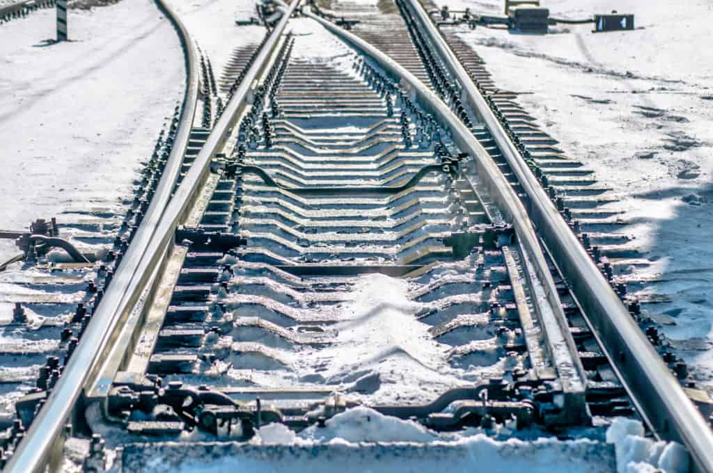 Frozen railroad switch