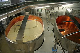 food processing plant with large vats of substance