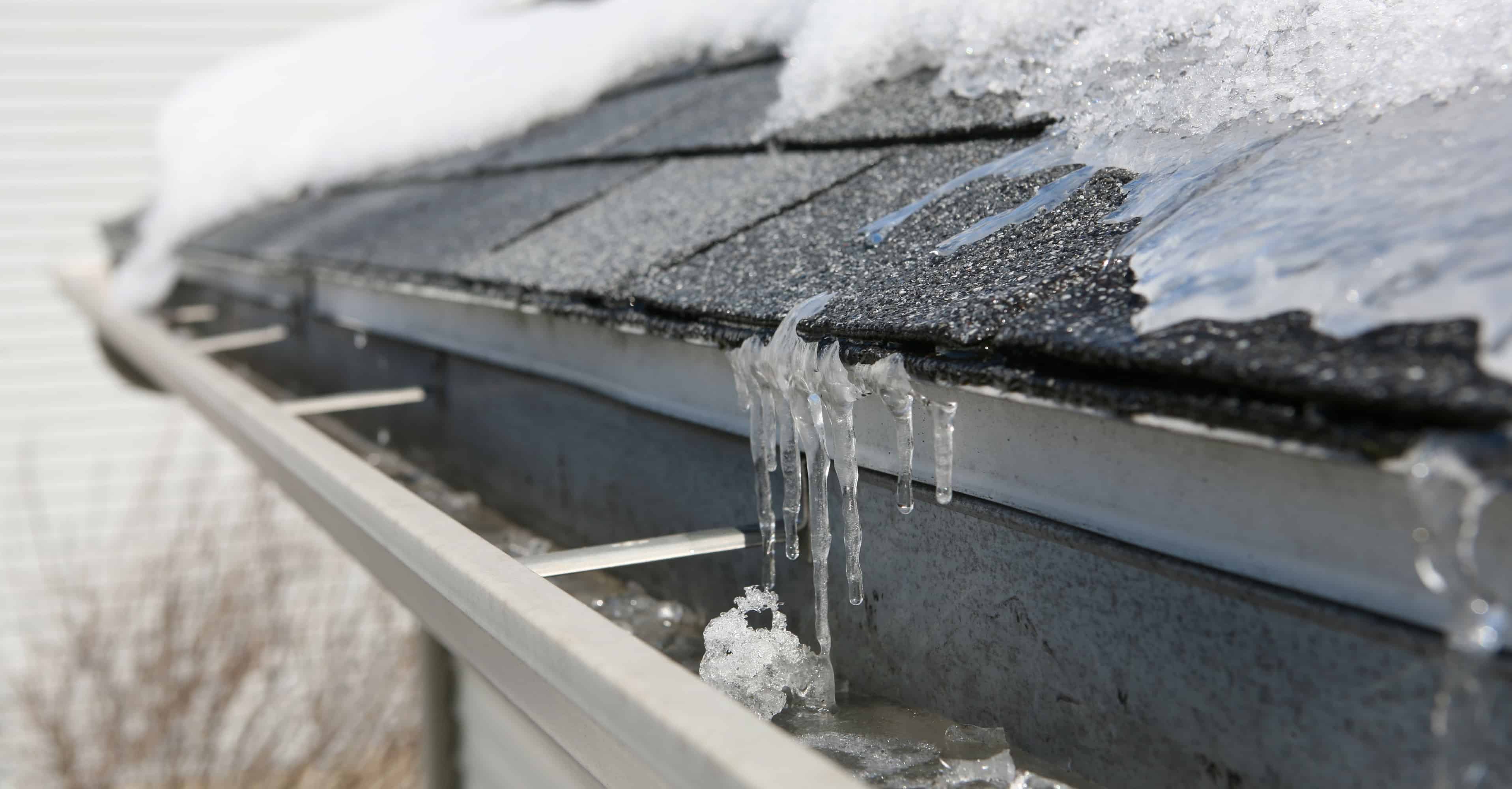 Roof with ice and gutter