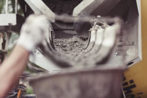 concrete pouring down the chute 