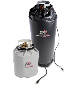 propane tank cylinders wrapped in powerblanket electric blanket heaters