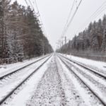 snow covered train tracks