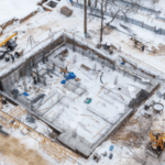 Winter construction site